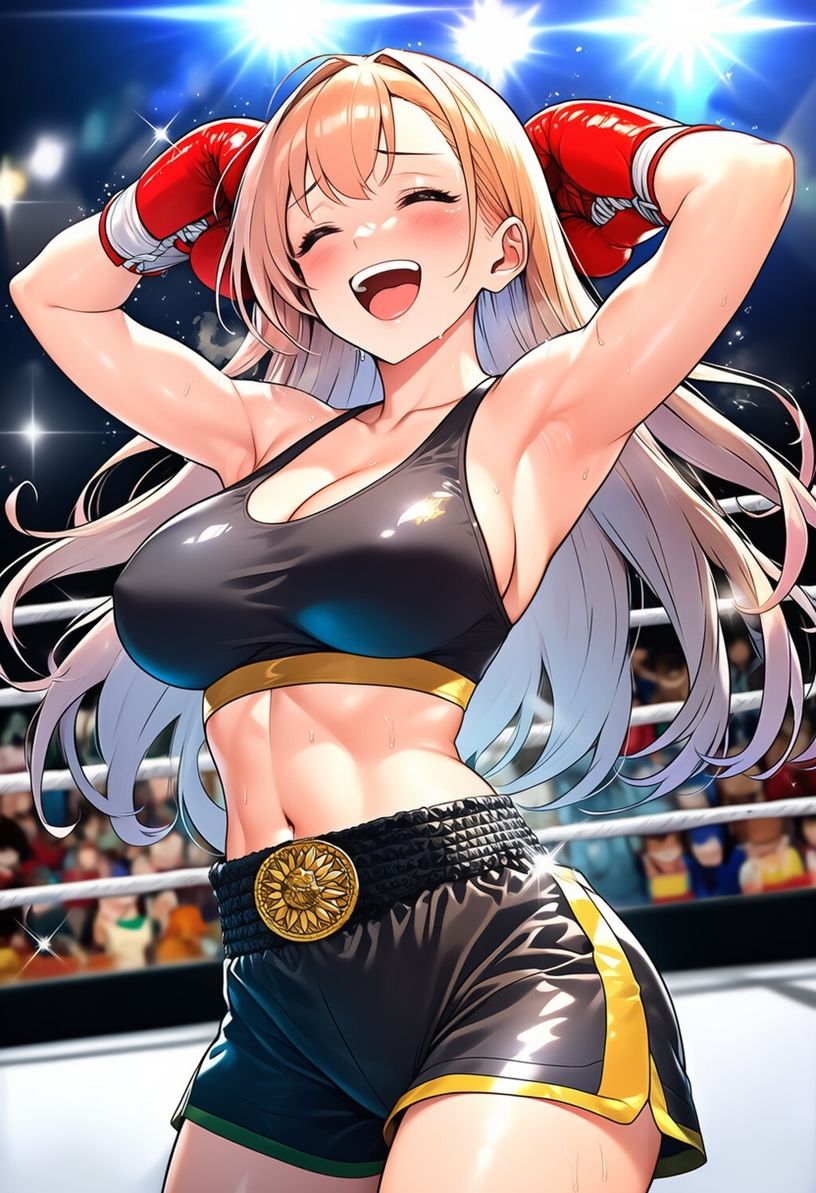 女子ボクシング美少女AIイラストコレクション2 勝利ポーズ編 サンプル4ページ目