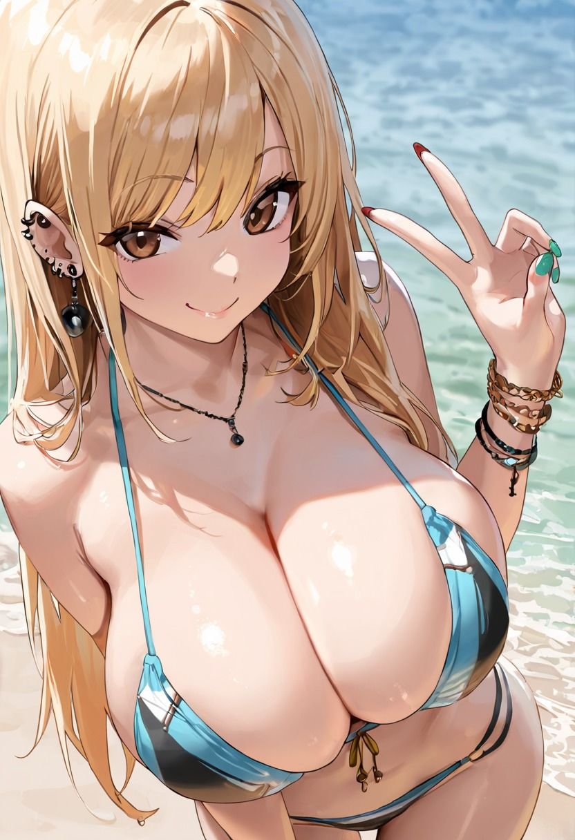 爆乳ビキニのギャルとビーチでヤリまくり！ サンプル1ページ目