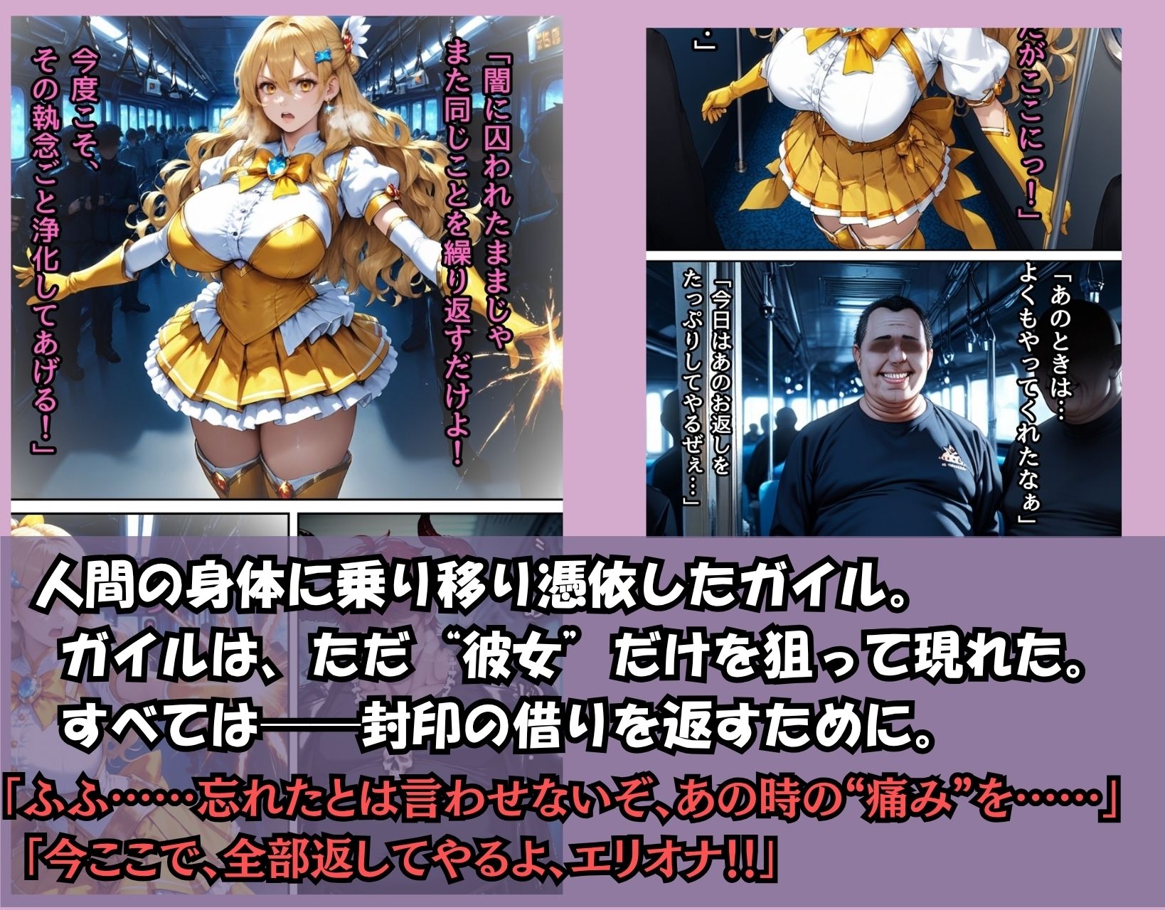 敗北した魔法少女エリオナ【車内輪〇編】 サンプル5ページ目