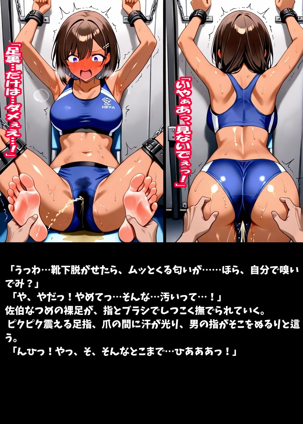 汗だく陸上女子、拘束くすぐり発狂コレクション サンプル1ページ目