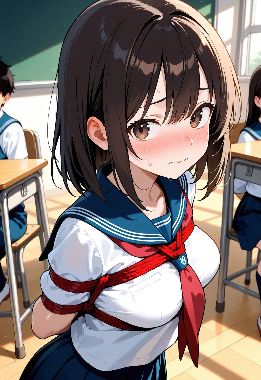女子校生緊縛種付け性指導〜成績の悪い生徒は拘束してお仕置き中出し性教育！〜 サンプル1ページ目