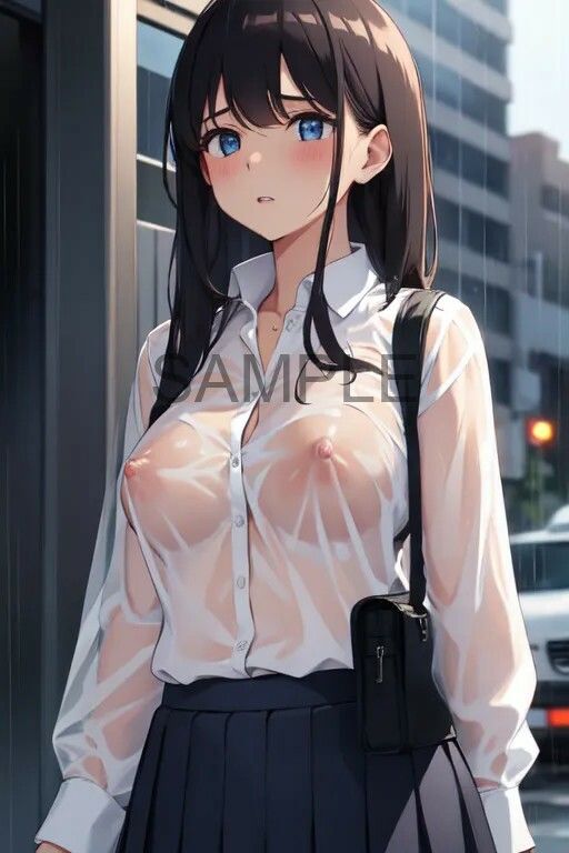 突然のゲリラ豪雨…【ノーブラが校則の女子校】濡れ透けJK！乳首丸見え39人 サンプル2ページ目