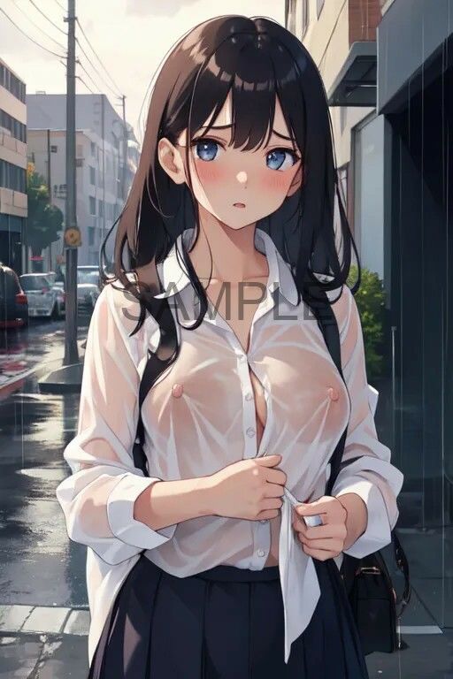 突然のゲリラ豪雨…【ノーブラが校則の女子校】濡れ透けJK！乳首丸見え39人 サンプル3ページ目