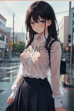 突然のゲリラ豪雨…【ノーブラが校則の女子校】濡れ透けJK！乳首丸見え39人 サンプル4ページ目