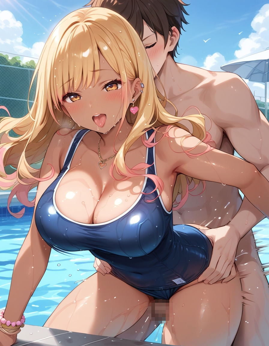 スク水ギャル、濡れて乱れて（ハート）  〜豊満ボディに密着〜 サンプル6ページ目