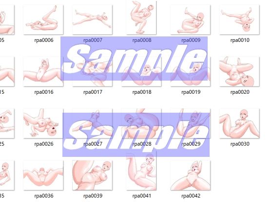 同人制作お助け素材「女体ポーズ  レ〇プシーン用  主に仰向けポーズ編」 サンプル3ページ目