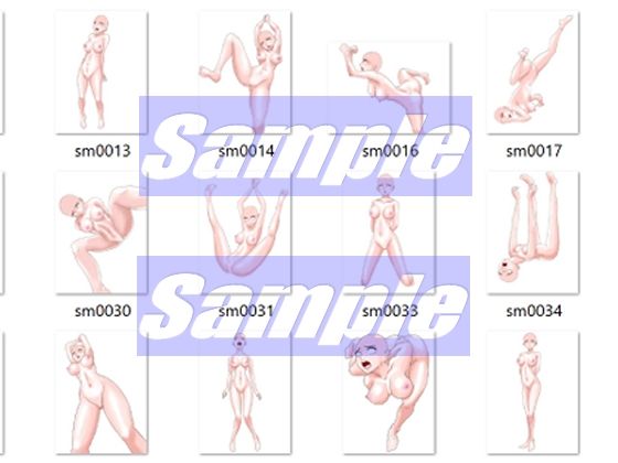 同人制作お助け素材「女体ポーズ集  （SM，触手緊縛用ポーズVOL，1）」 サンプル4ページ目