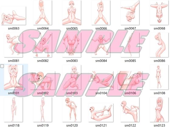 同人制作お助け素材「女体ポーズ集  （SM，触手緊縛用ポーズVOL，2）」 サンプル2ページ目
