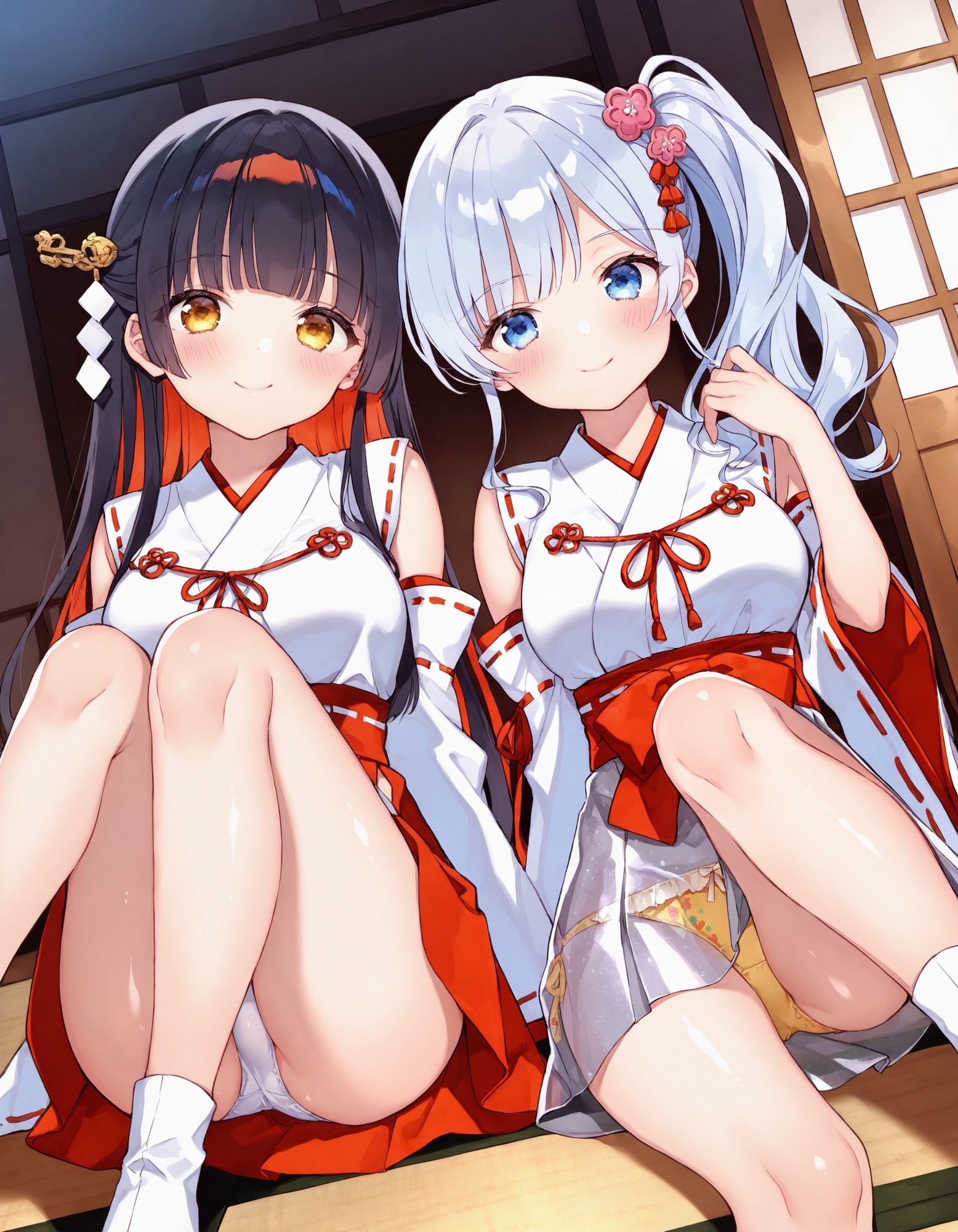 巫女コスで座りパンチラ サンプル2ページ目