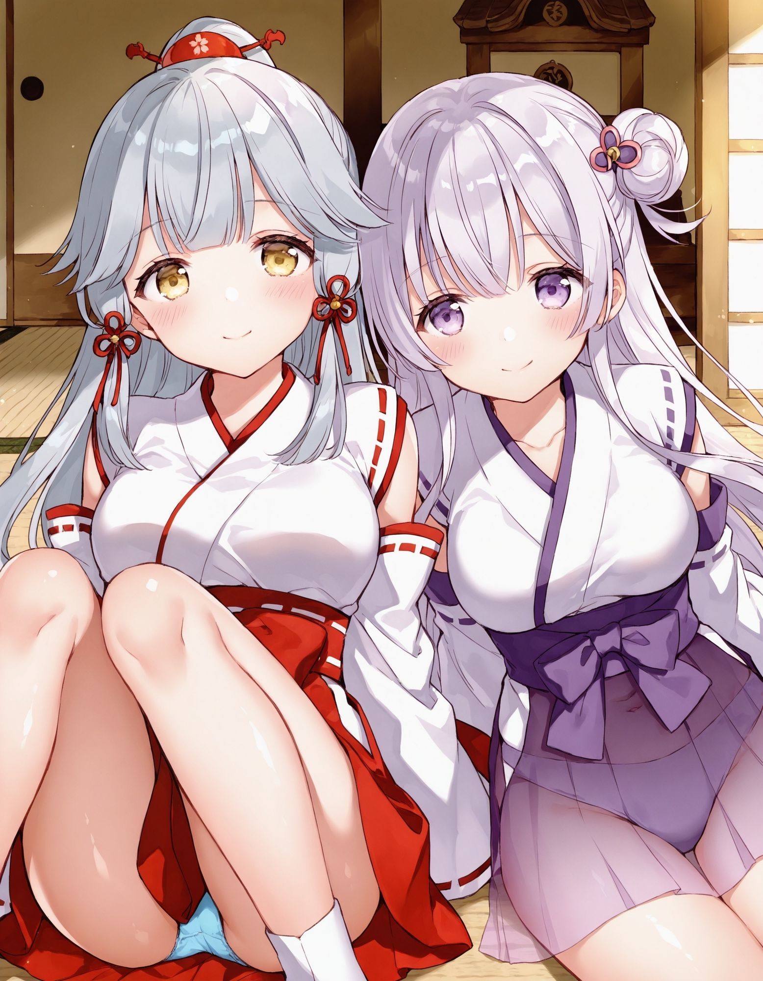 巫女コスで座りパンチラ サンプル3ページ目