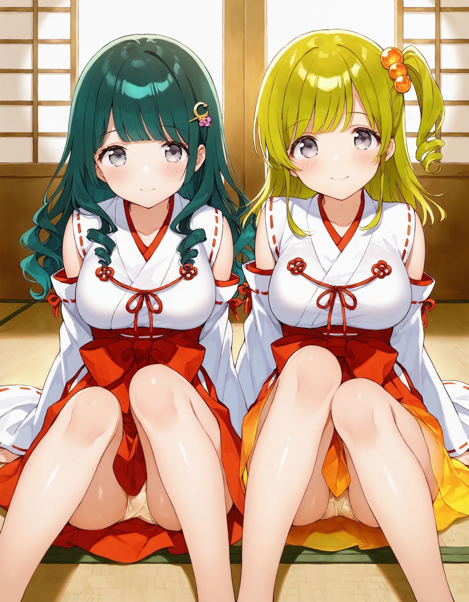 巫女コスで座りパンチラ サンプル4ページ目