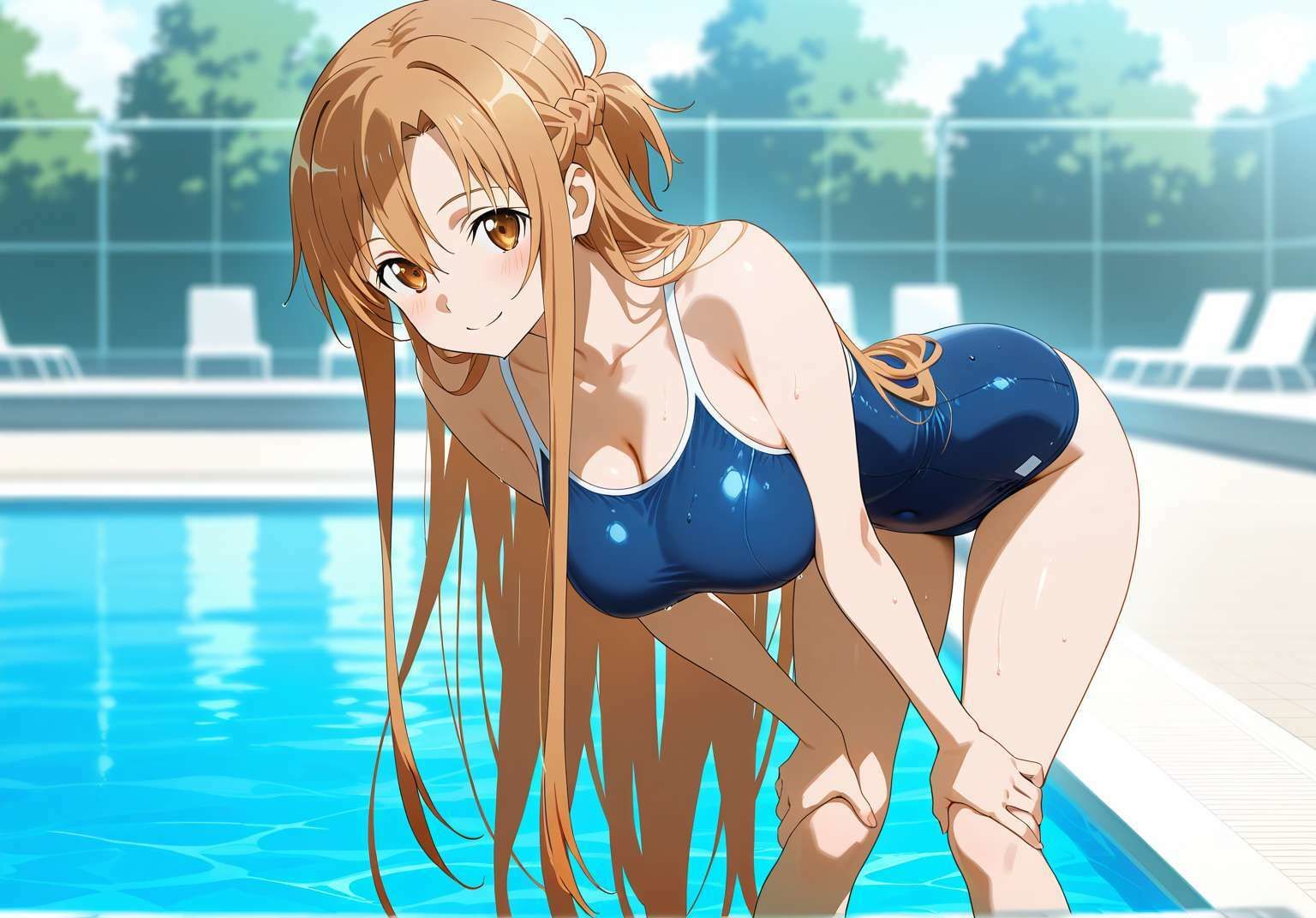 スク水アスナ、他人棒で絶頂。 サンプル2ページ目