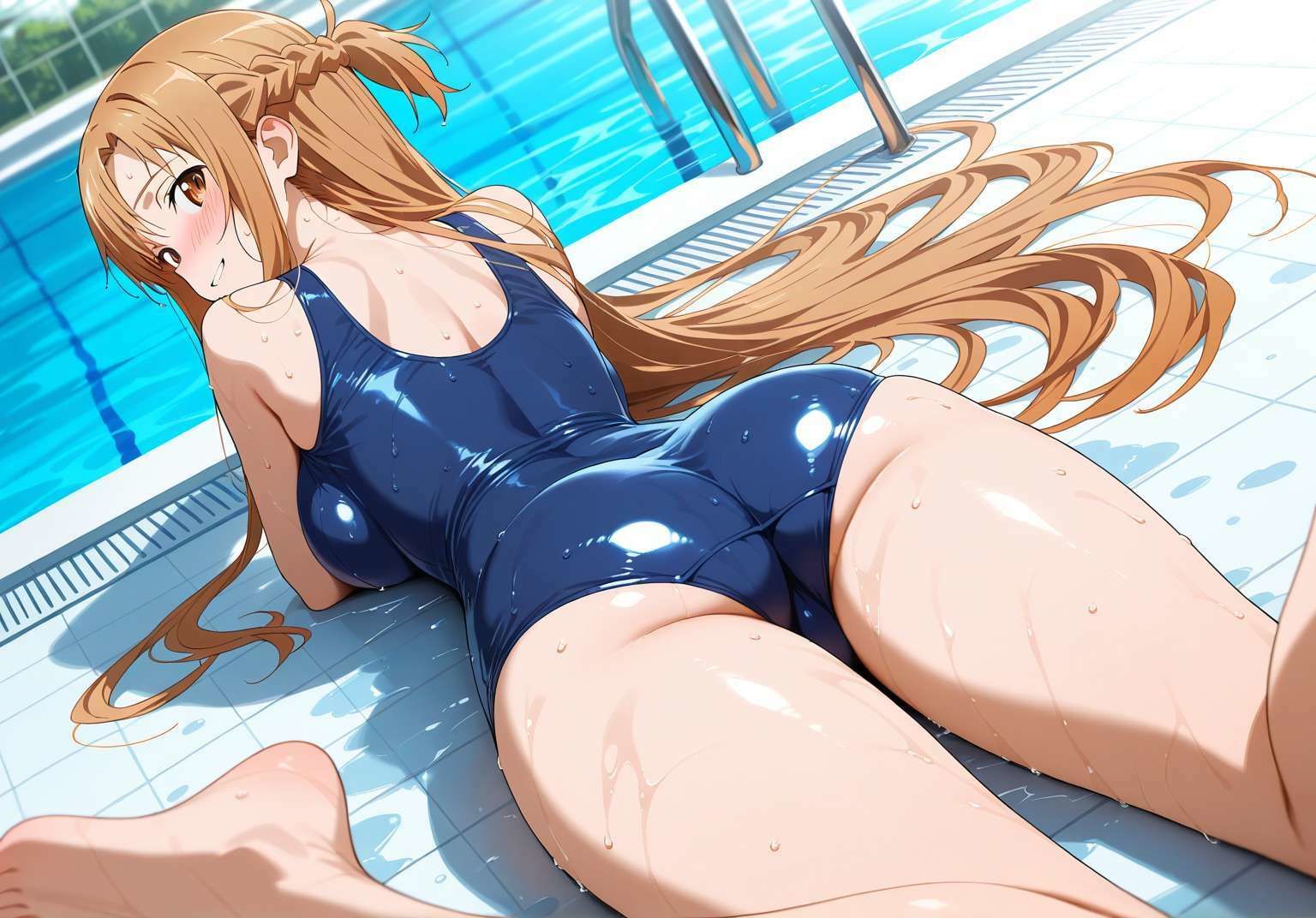 スク水アスナ、他人棒で絶頂。 サンプル3ページ目