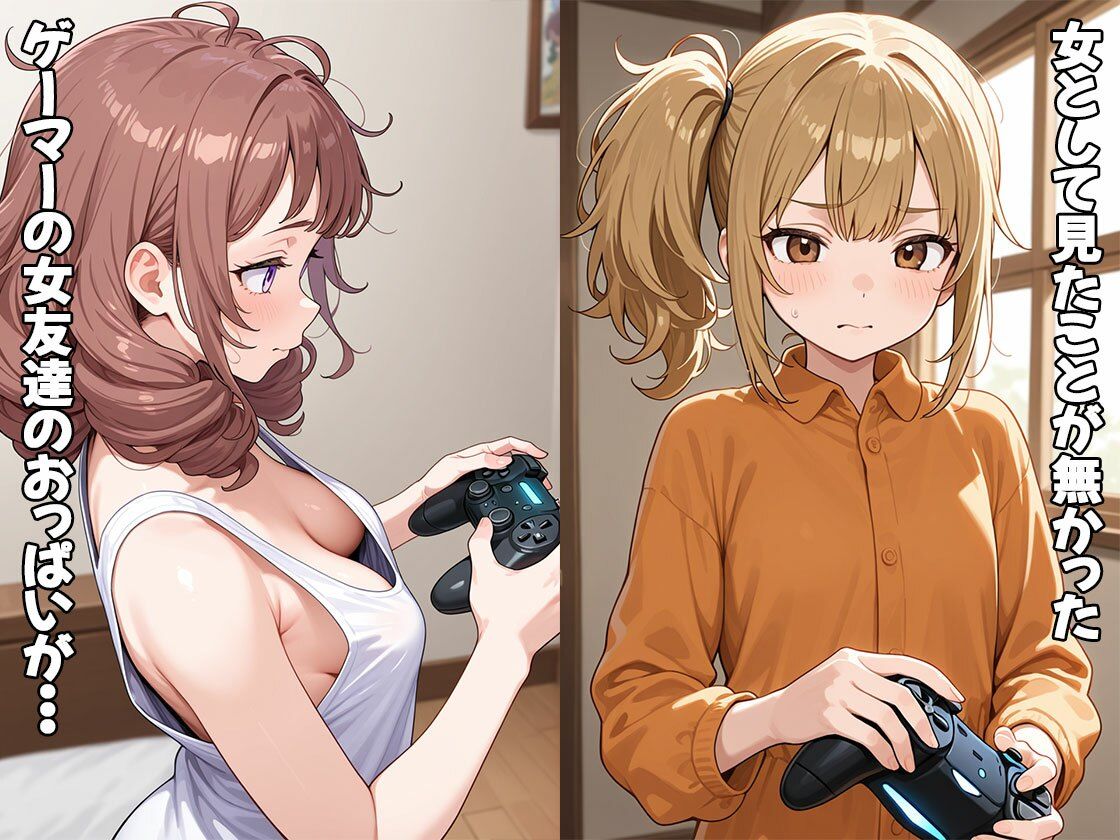 ゲーマーの女友達がおっぱい丸出しだったので揉んだらHに発展した（CG100枚） サンプル1ページ目