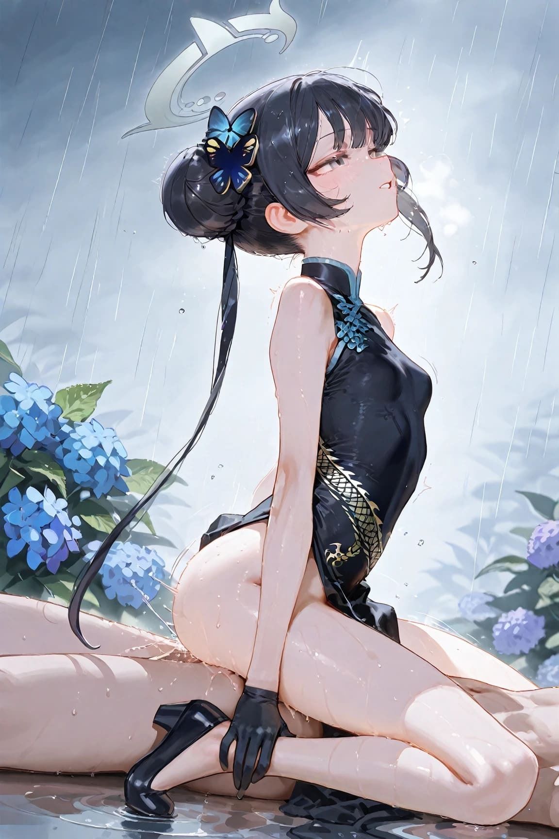 竜〇〇さき「雨に濡れるきさき、紫陽花の下で」 サンプル5ページ目