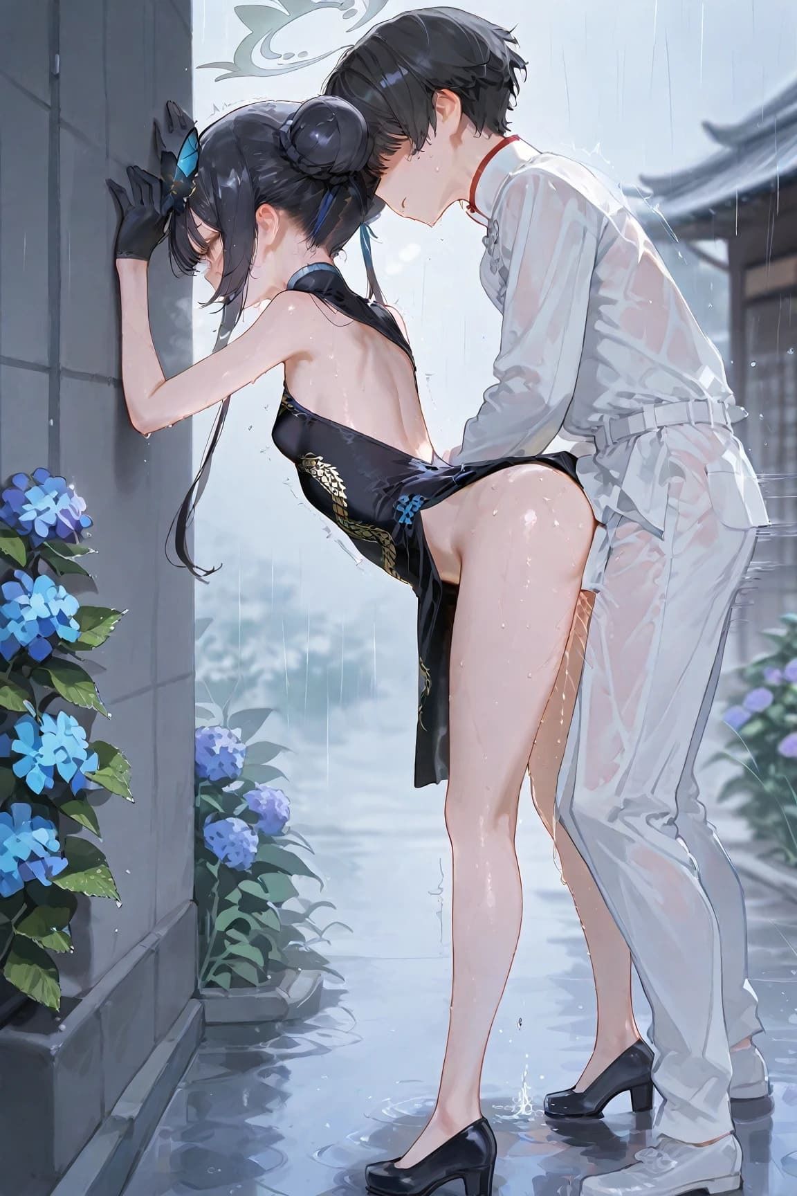 竜〇〇さき「雨に濡れるきさき、紫陽花の下で」 サンプル6ページ目