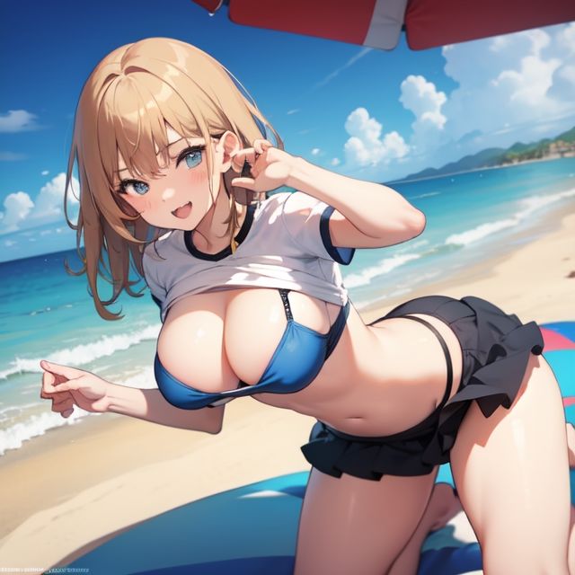 夏だ、ビーチだ、水着だ、おっぱいだ！！（セリフなし  AIイラスト集） サンプル2ページ目
