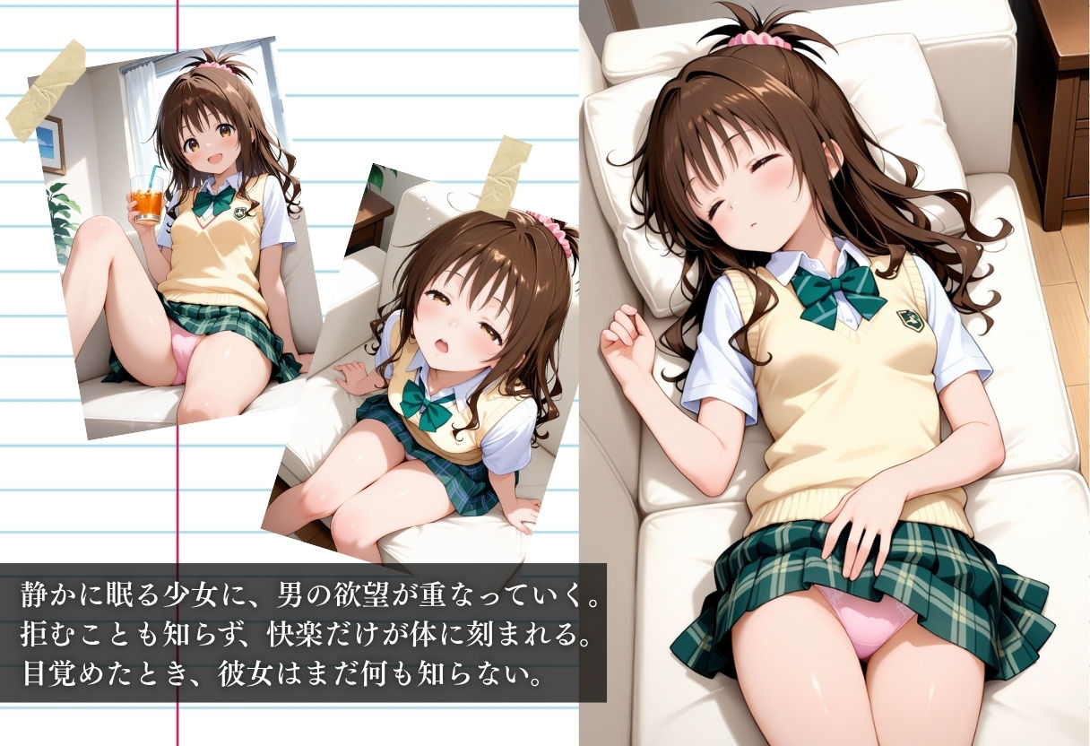 昼寝中の結城美柑、睡眠姦されイキまくる。目を覚ました頃には手遅れだった、、 サンプル1ページ目