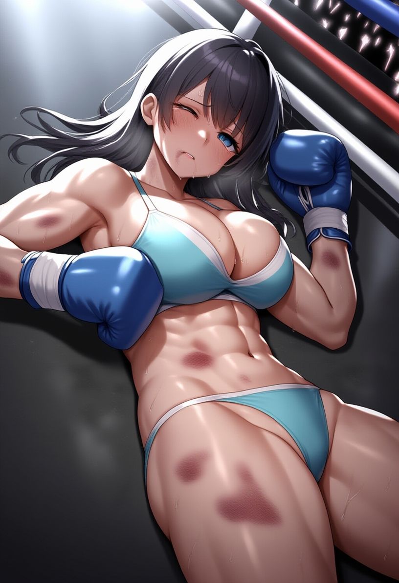 女子ボクシング美少女AIイラストコレクション4 ダウンポーズ編 サンプル1ページ目