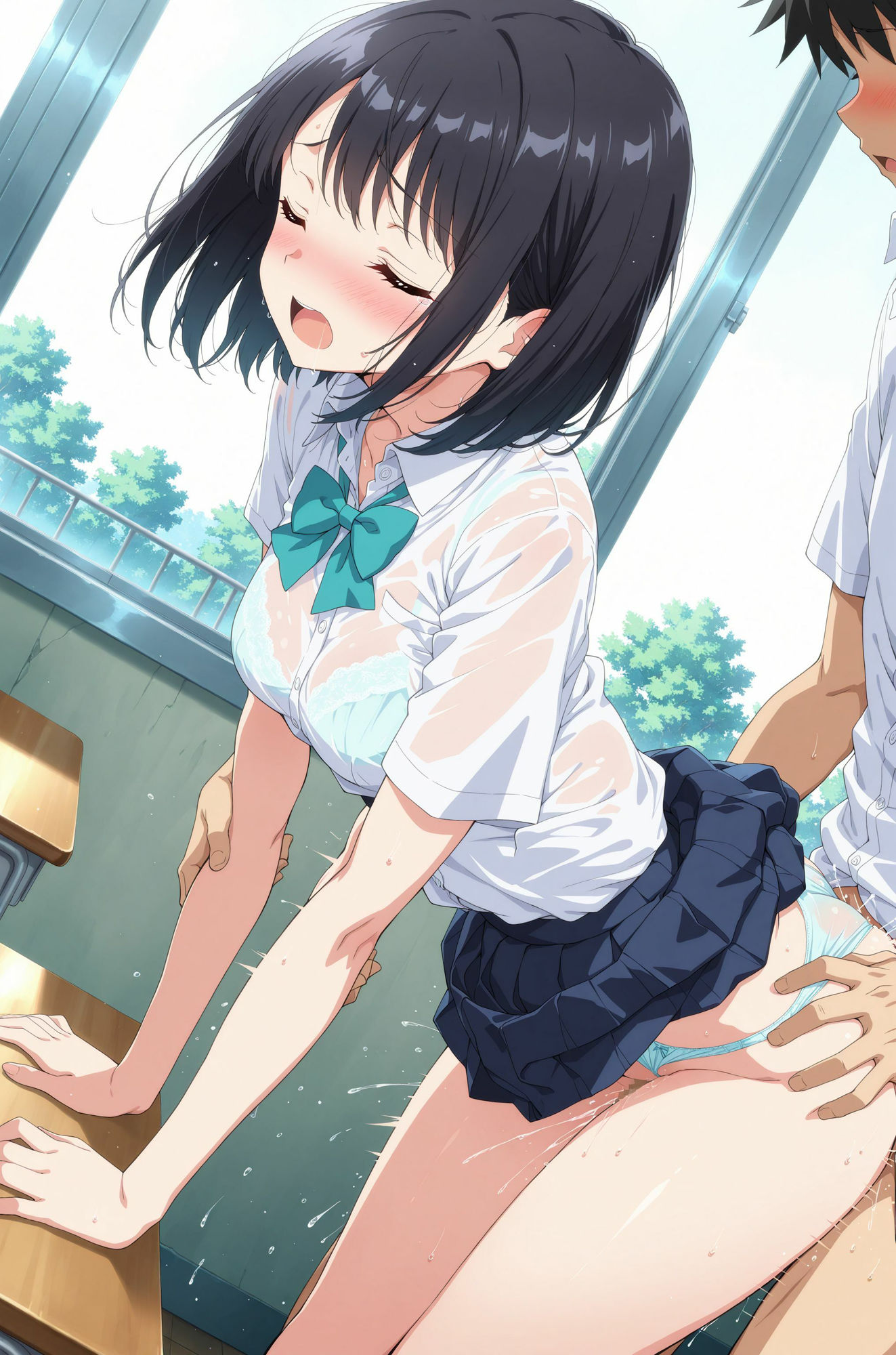 はじめてチ〇コを見た委員長と種付けセックスした サンプル3ページ目