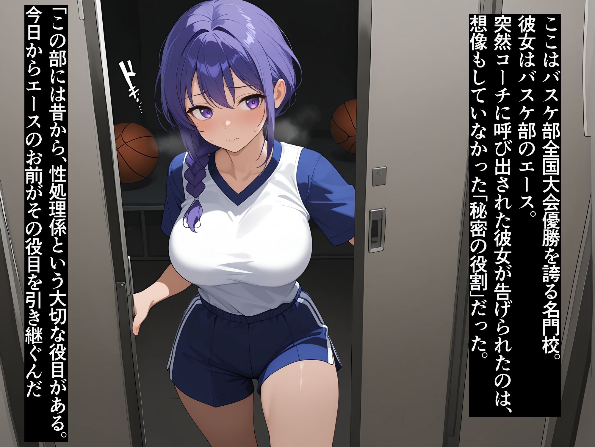 【高画質・500枚・セリフ入有】性処理学院 バスケ部編 巨乳バスケ部員が性処理当番になった日 サンプル1ページ目