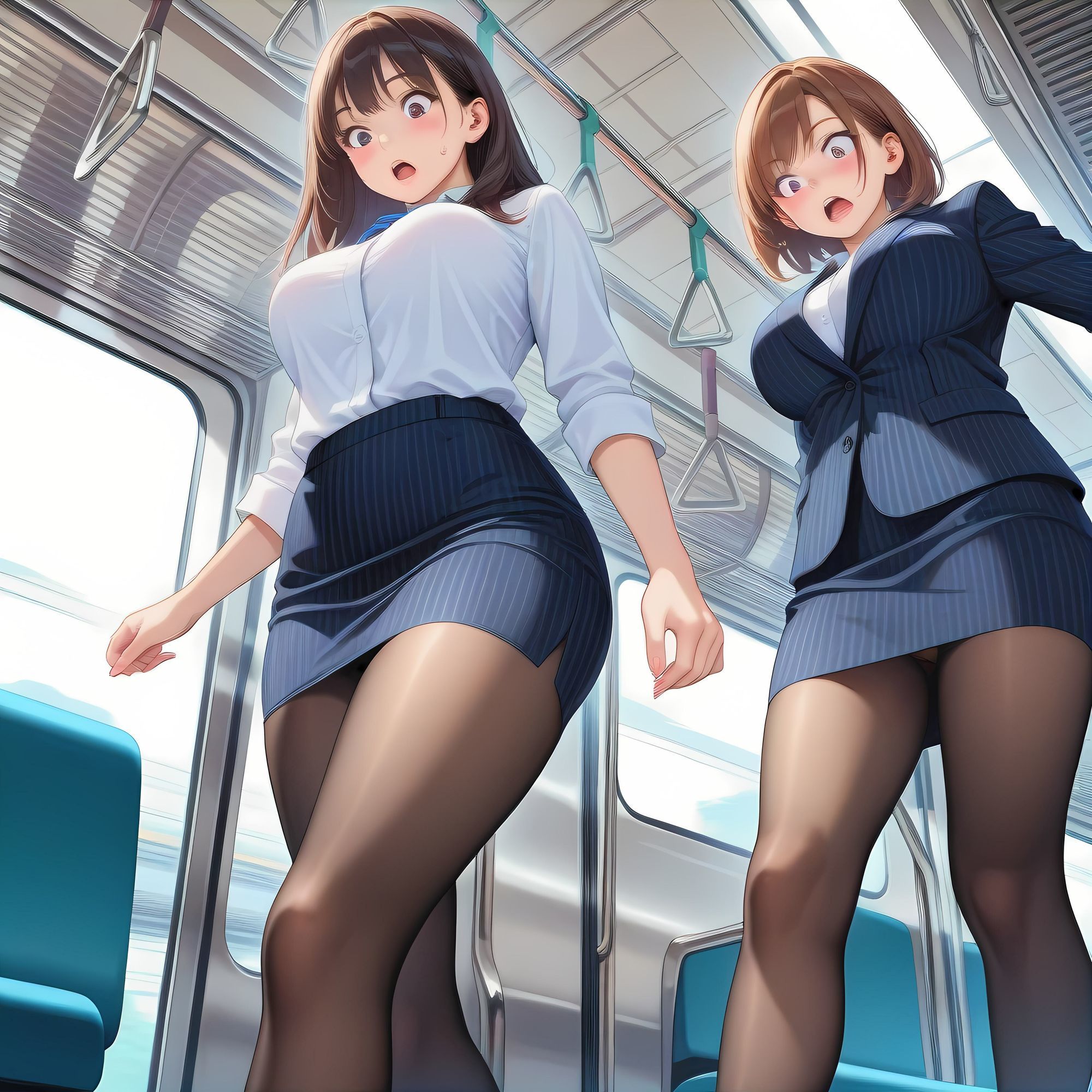 AIイラスト OL（オフィスレディ）フェティシズム『電車』 サンプル3ページ目