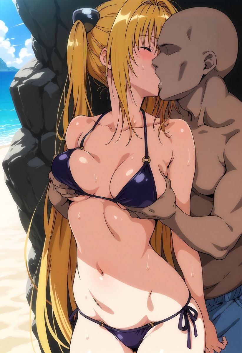 金色のヤ〇コスプレの女の子とビーチでH サンプル2ページ目