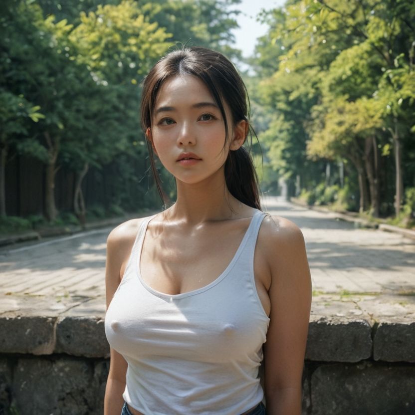 タンクトップの美女を押し倒した サンプル2ページ目