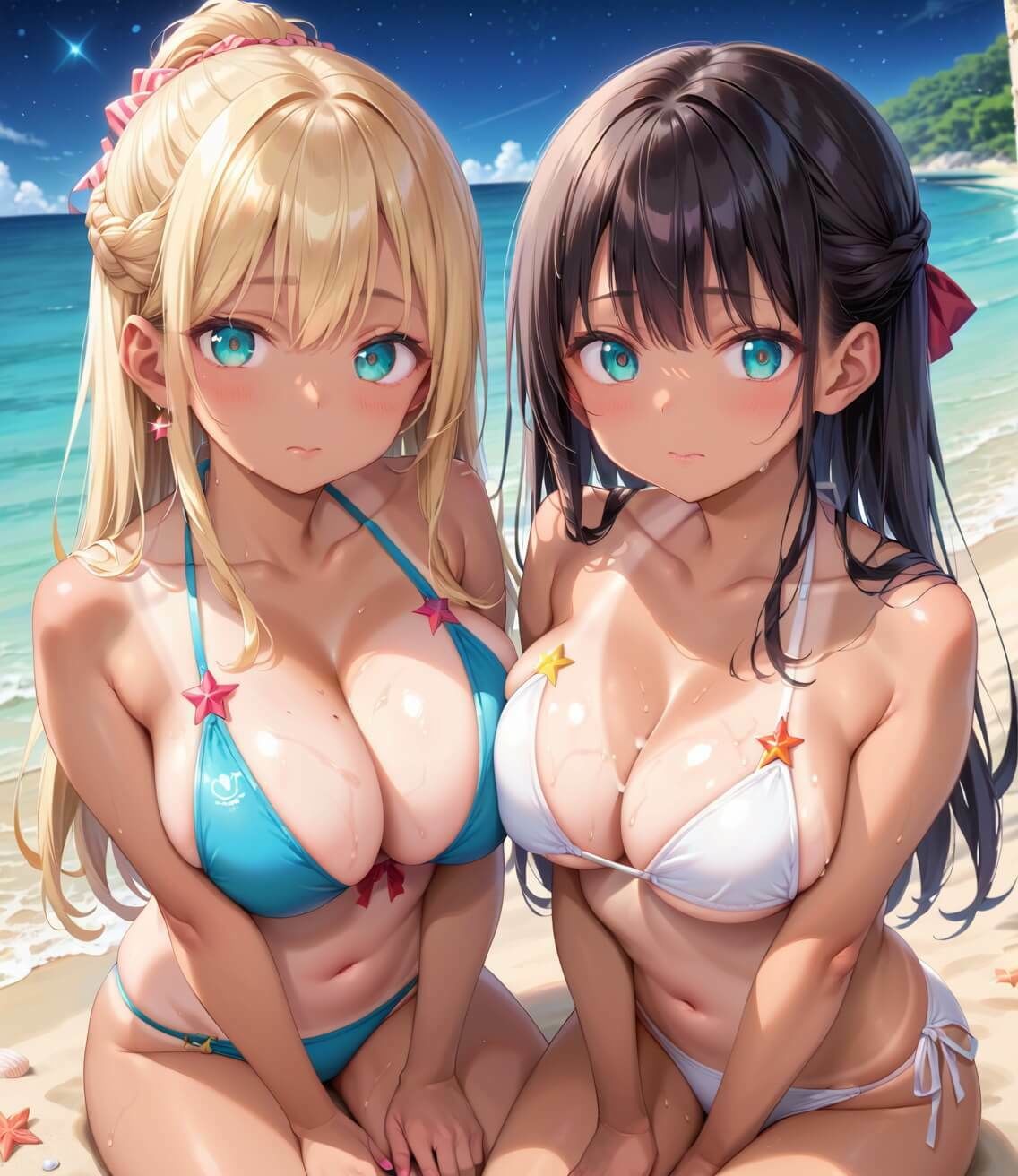 水着ギャルちょろい・夜の海で水着ギャルとチョロすぎ案件5★250枚 サンプル2ページ目