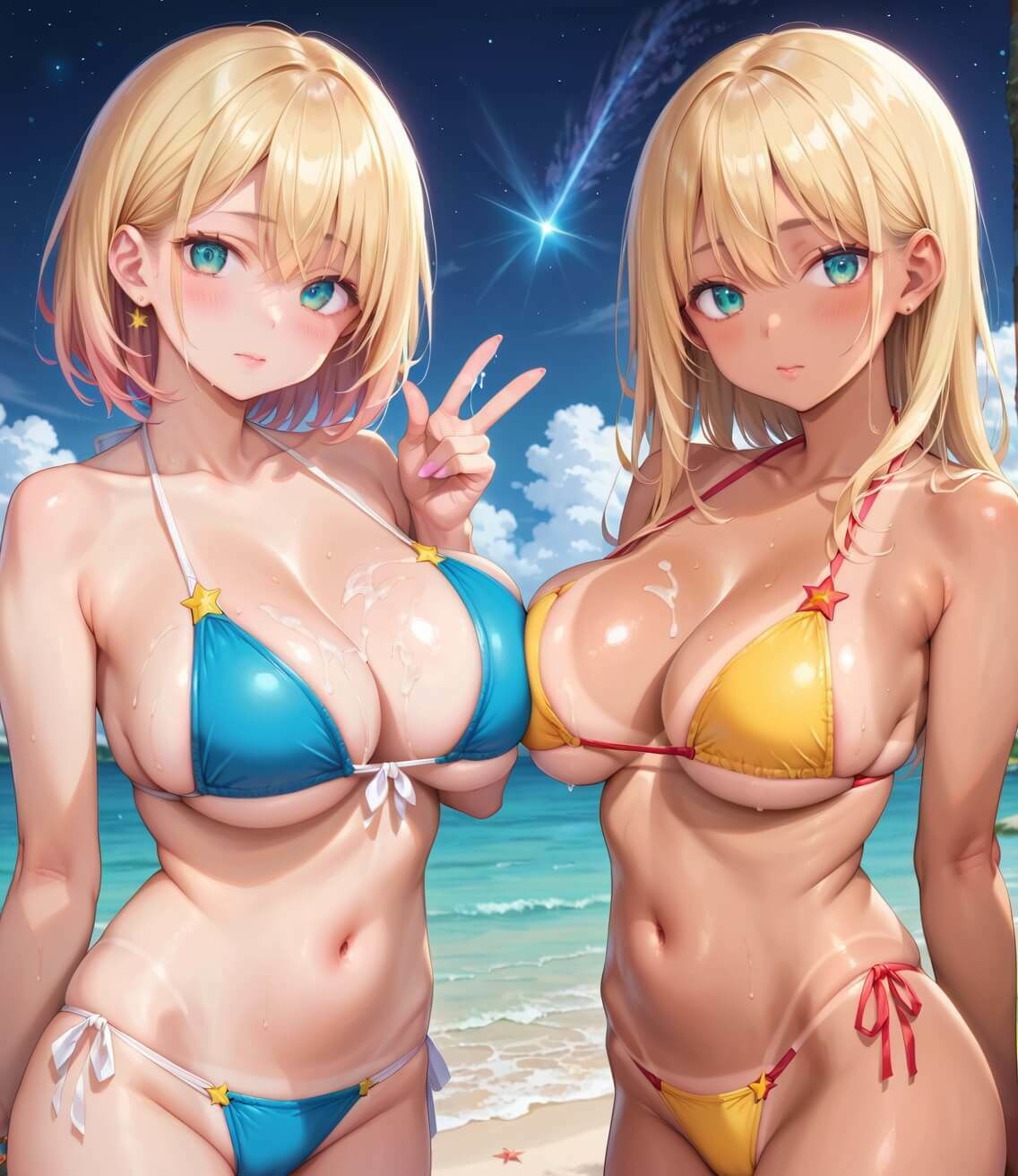 水着ギャルちょろい・夜の海で水着ギャルとチョロすぎ案件6★250枚 サンプル1ページ目