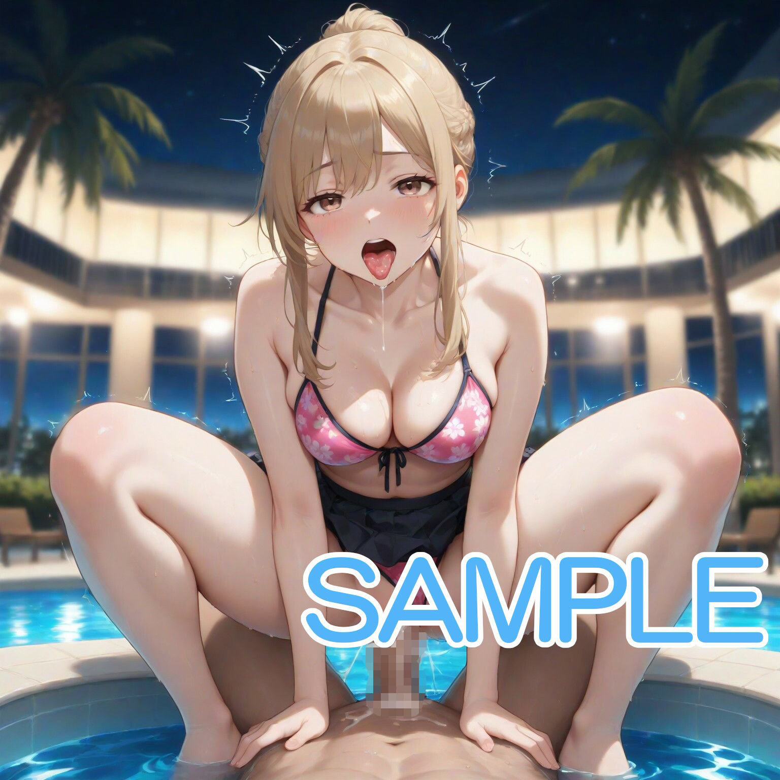 水着な女の子とナイトプールで・・・ サンプル3ページ目