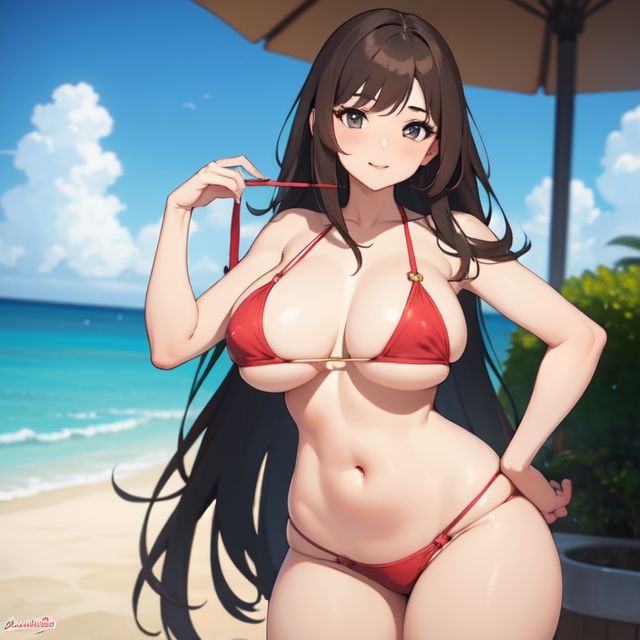 水着のお姉さん（セリフなし  AIイラスト集） サンプル2ページ目