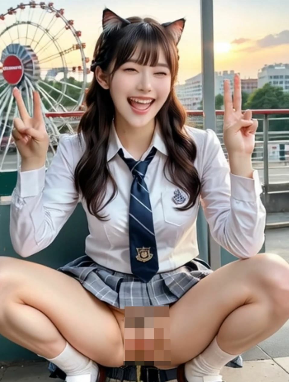 衝撃ショート動画！「承認欲求」強めの女子〇生！SNSをバズらせる為に遊園地で野外露出オシッコ撮影！！おふざけおしっこ！！ピースサイン＆無邪気な笑顔で大量放尿！！ サンプル3ページ目