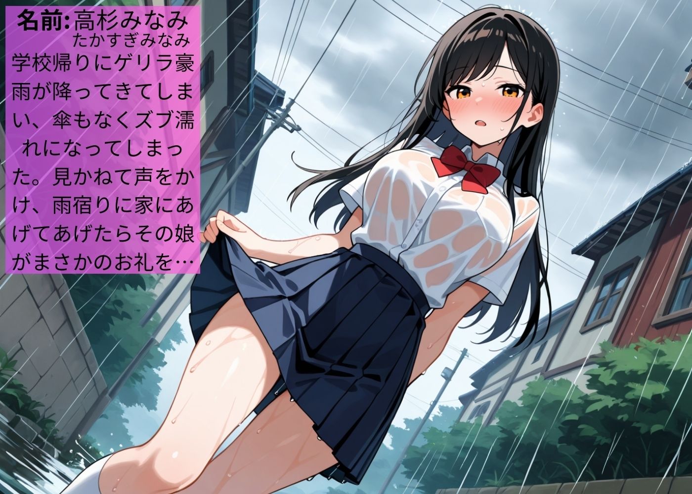 ズブ濡れになった美少女を雨宿りで家に入れてあげたお礼に中出しさせてもらった【淫乱】【ドジっ娘】【女子校生】【CG500枚】 サンプル1ページ目