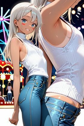 黒ギャル火遊びレジャーランド 〜ナイトプールと夜の絶叫肉棒でパンパン三昧〜 サンプル1ページ目