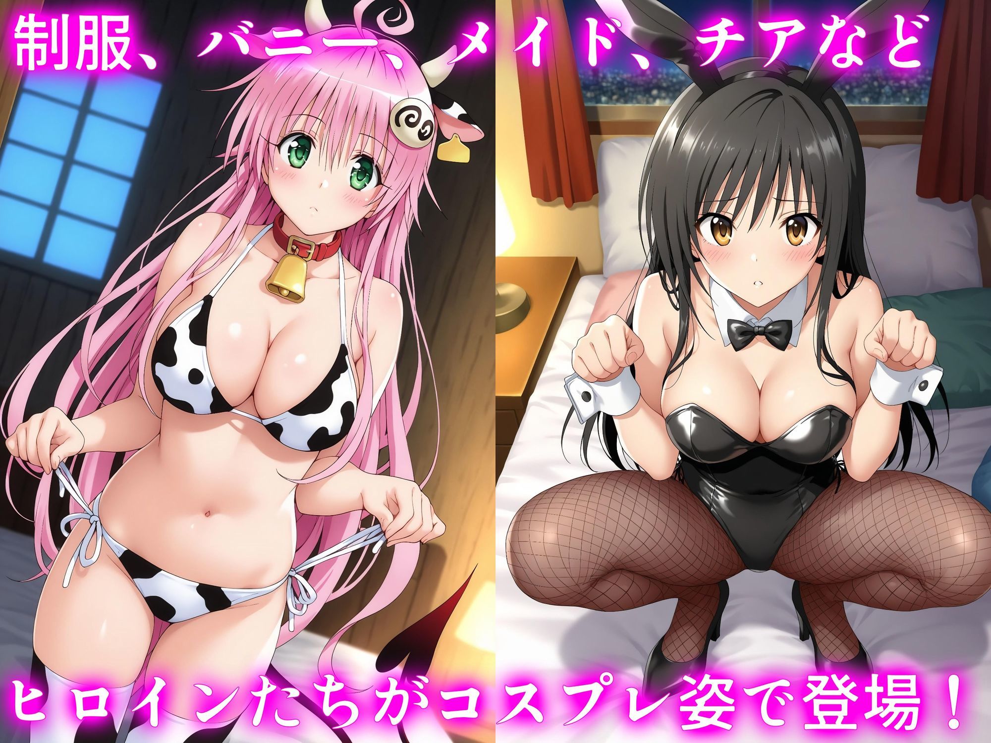 ヒロイン×コスプレ  古〇川唯＆ララ・サタ〇ン・デビルーク サンプル1ページ目