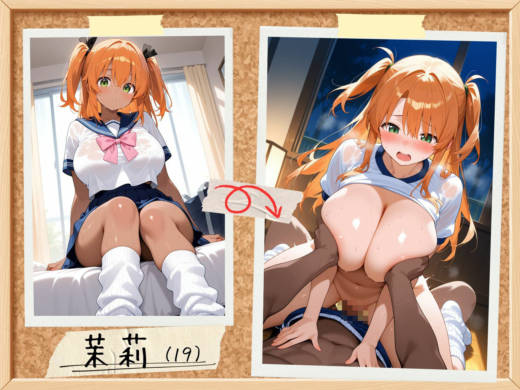 爆乳黒ギャルが白ギャル変身！制服＆ブルマ サンプル7ページ目