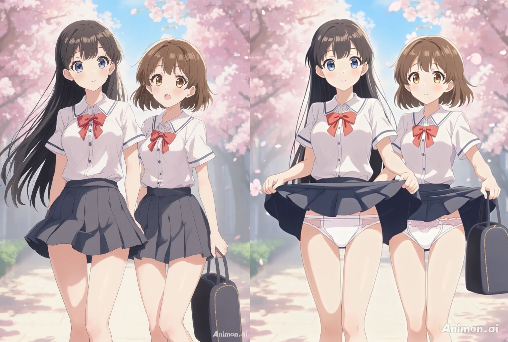 【アニメ36分】にこいち（二人一組）ひたすらミニスカめくって生パンツ！ミニスカートJ系制服を着た女の子がはいている400枚以上のパンティー！純白ショーツから、ブルマやスパッツっぽい下着まで！大胆な女の子から、ツンデレで見せてくれない女の子まで サンプル1ページ目
