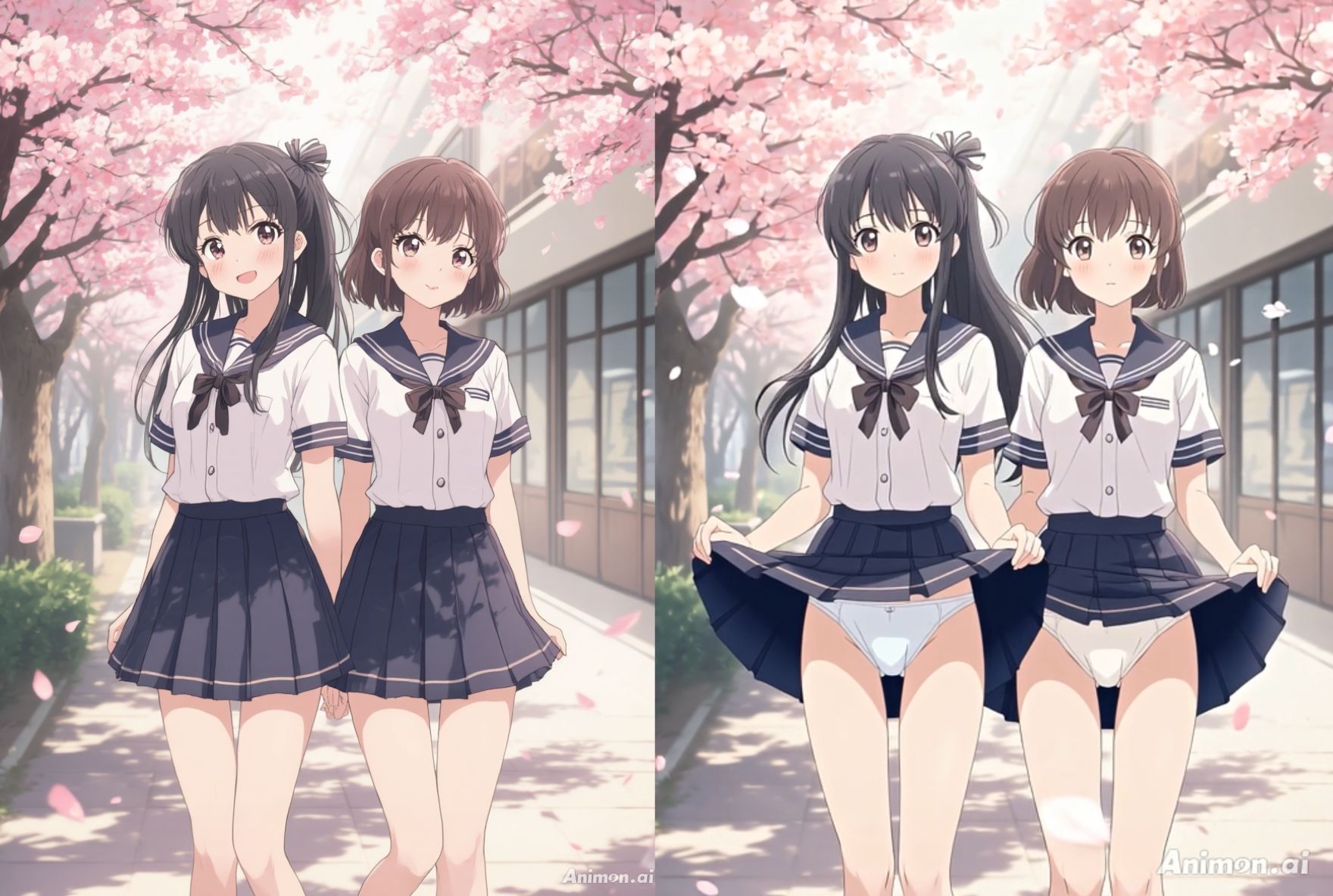 【アニメ36分】にこいち（二人一組）ひたすらミニスカめくって生パンツ！ミニスカートJ系制服を着た女の子がはいている400枚以上のパンティー！純白ショーツから、ブルマやスパッツっぽい下着まで！大胆な女の子から、ツンデレで見せてくれない女の子まで サンプル2ページ目
