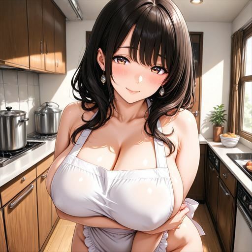 巨乳×裸エプロン サンプル1ページ目