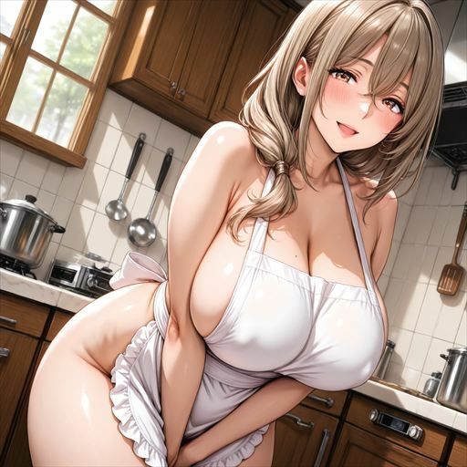 巨乳×裸エプロン サンプル2ページ目