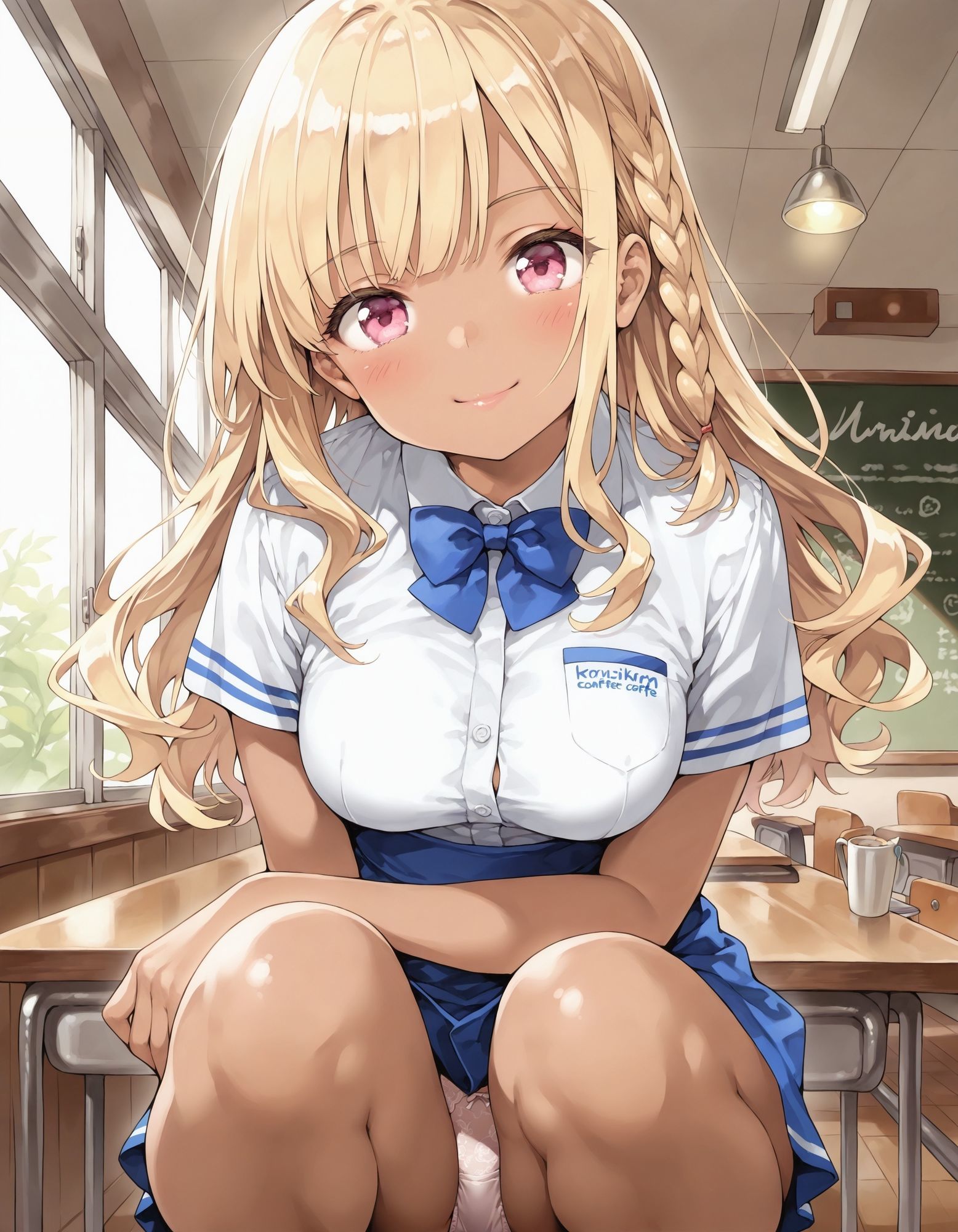 黒ギャルウェイトレスのしゃがみパンチラ サンプル3ページ目