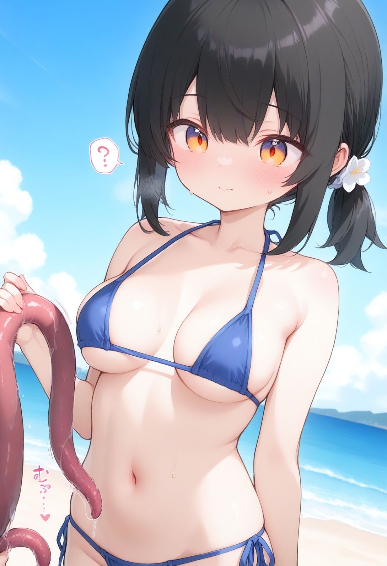 触手×男:ビキニ美女はビーチの悪魔たちから逃れられるのか！？ サンプル1ページ目