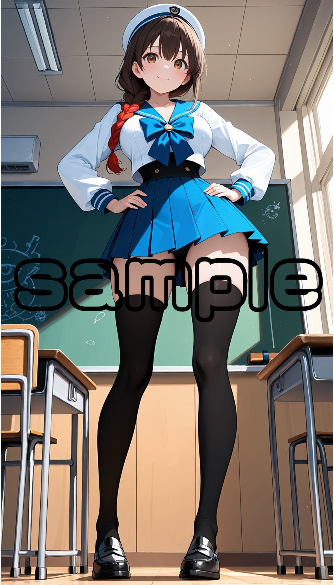 絶対領域〜黒ニーハイソックスの太ももを眺める〜（JK制服編）縦型 サンプル1ページ目