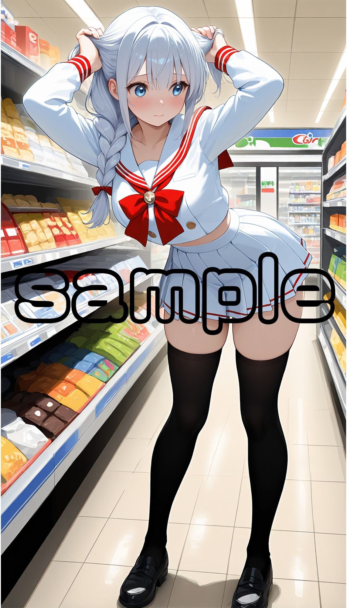 絶対領域〜黒ニーハイソックスの太ももを眺める〜（JK制服編）縦型 サンプル2ページ目