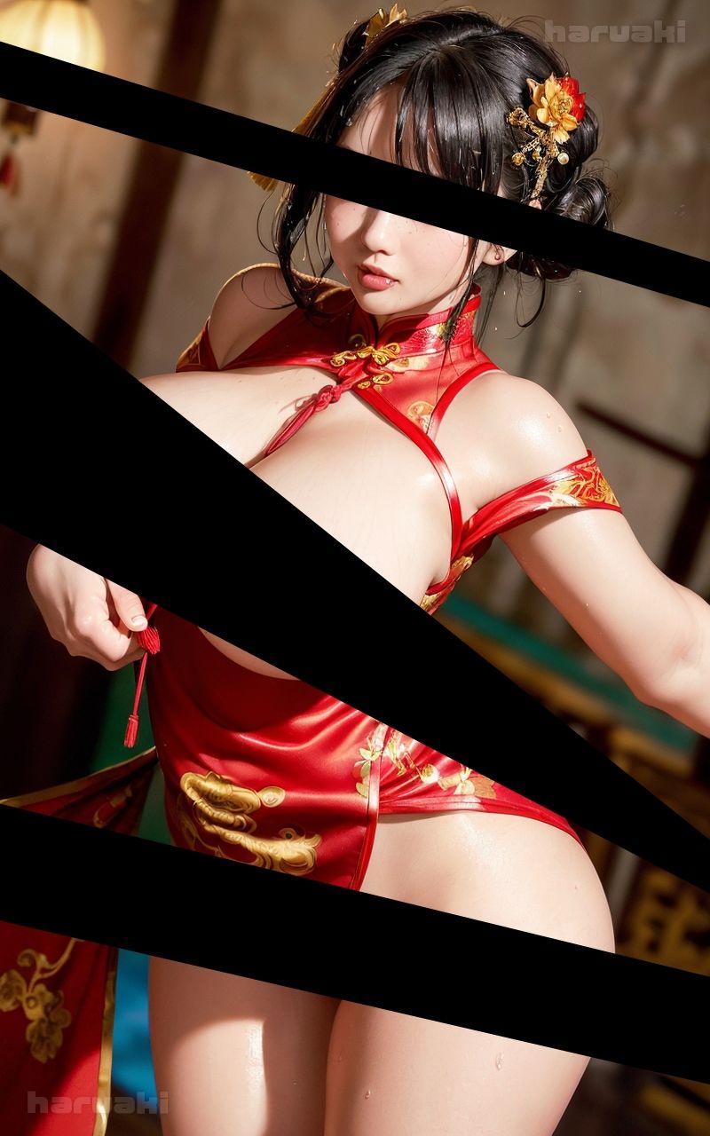 【AIグラビア巨乳美女写真集】Vol.23中華ウェイトレスの天使さん センシティブまとめ サンプル2ページ目