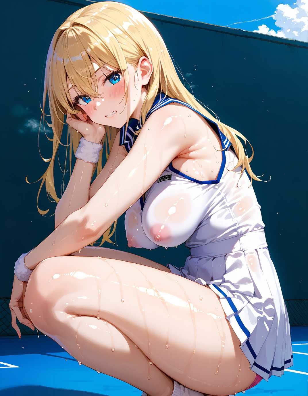 テニス部の1軍女子が、デカチンの先輩や彼氏にバチボコに中出しされてメス堕ちしちゃった件w サンプル2ページ目