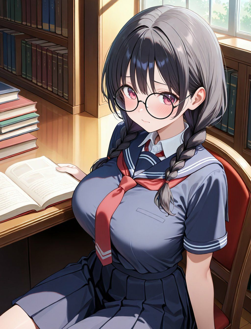 静寂の図書室で乱される委員長 サンプル1ページ目
