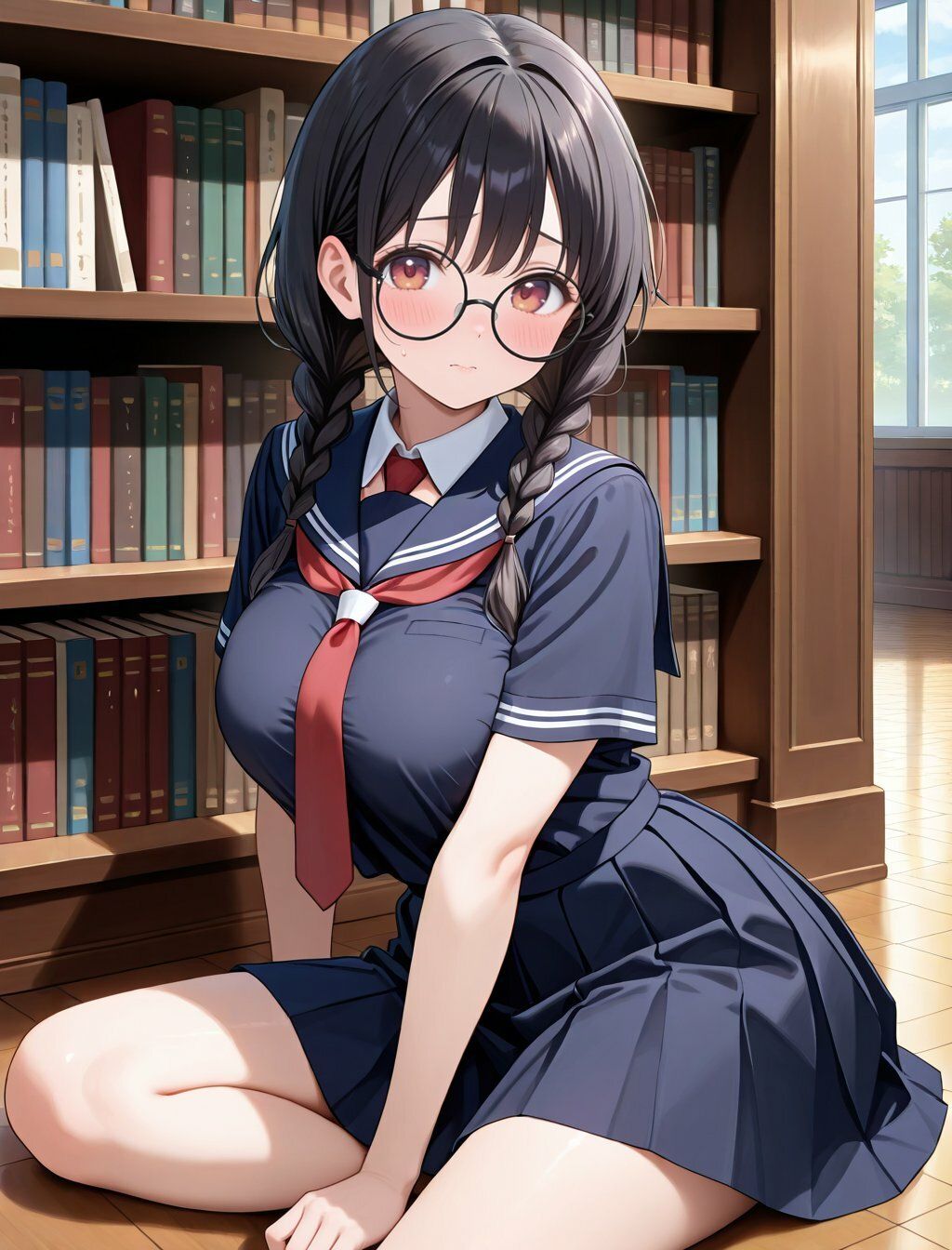 静寂の図書室で乱される委員長 サンプル2ページ目