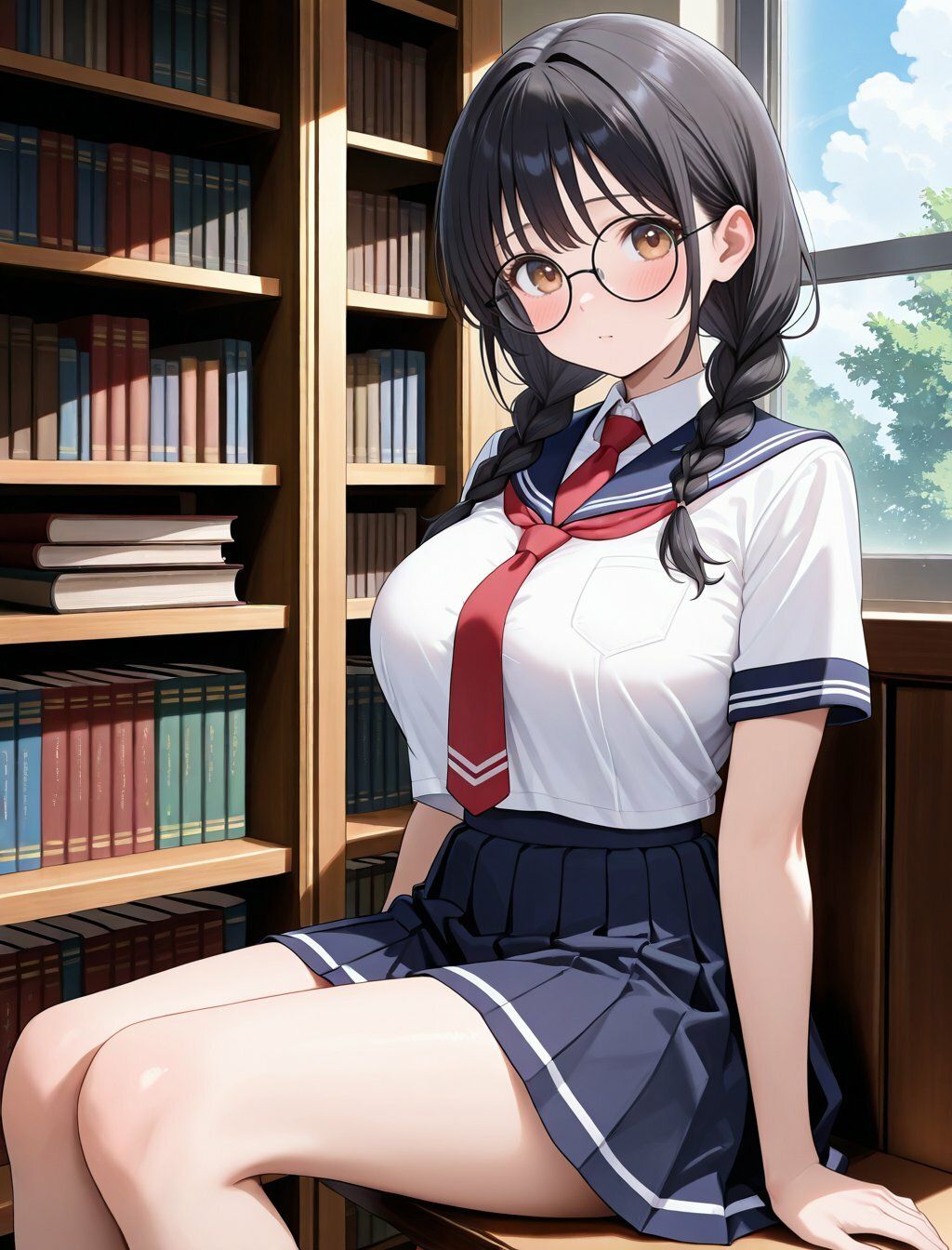 静寂の図書室で乱される委員長 サンプル3ページ目